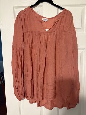 LuLaRoe Rust Pink Timaree Peasant Blouse